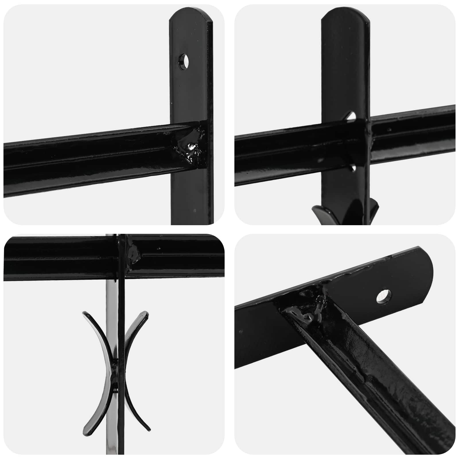 Grelha de janela 175 x 60 cm aço revestido a pó preto