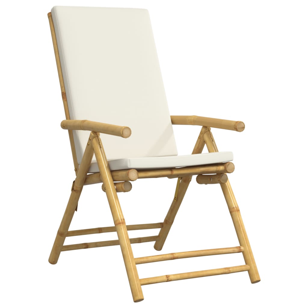 6 Pcs cadeiras reclináveis/dobráveis c/ almofadões branco nata