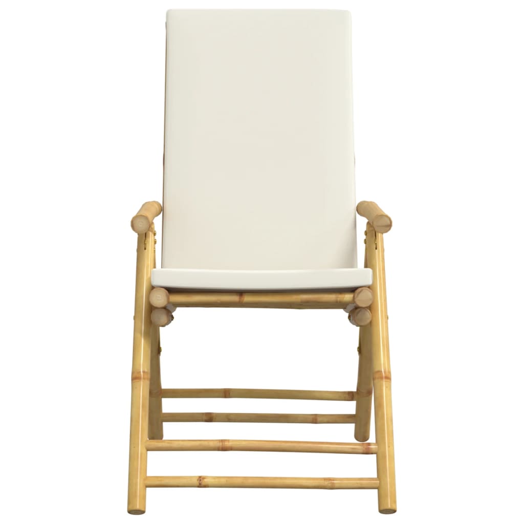 6 Pcs cadeiras reclináveis/dobráveis c/ almofadões branco nata