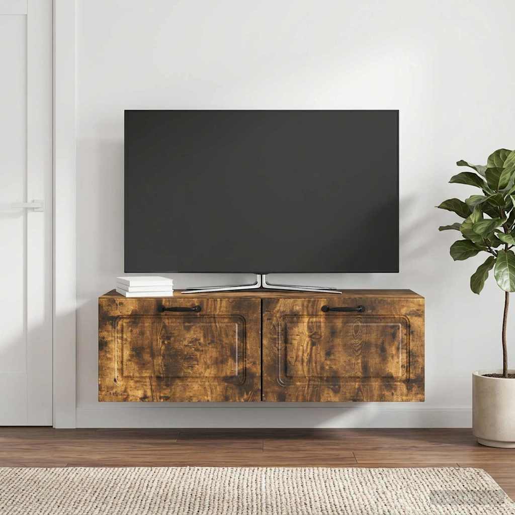 Gabinete de TV de parede carvalho fumado 98 x 31 x 30 cm