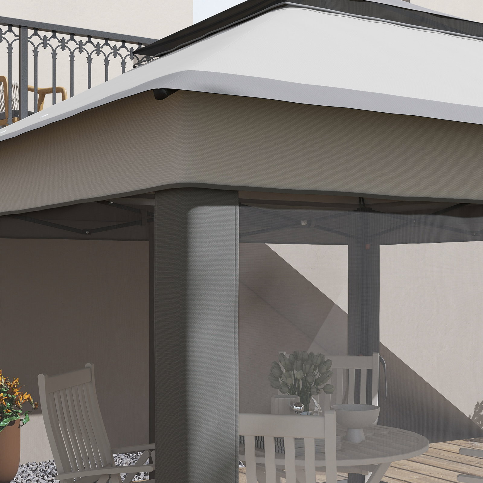 Tenda dobrável 3,26x3,26x2,72 m com altura ajustável 4 painéis de malha proteção uv30+ e bolsa de transporte cinza