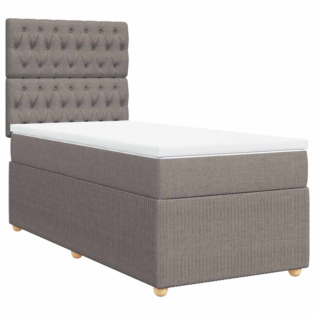 Cama com molas/colchão 90x190 cm tecido castanho-acinzentado