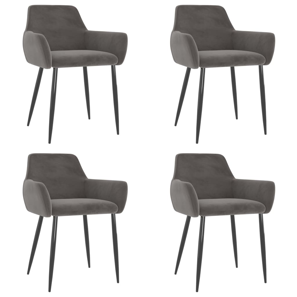 Cadeiras de jantar 4 pcs veludo cinzento-escuro