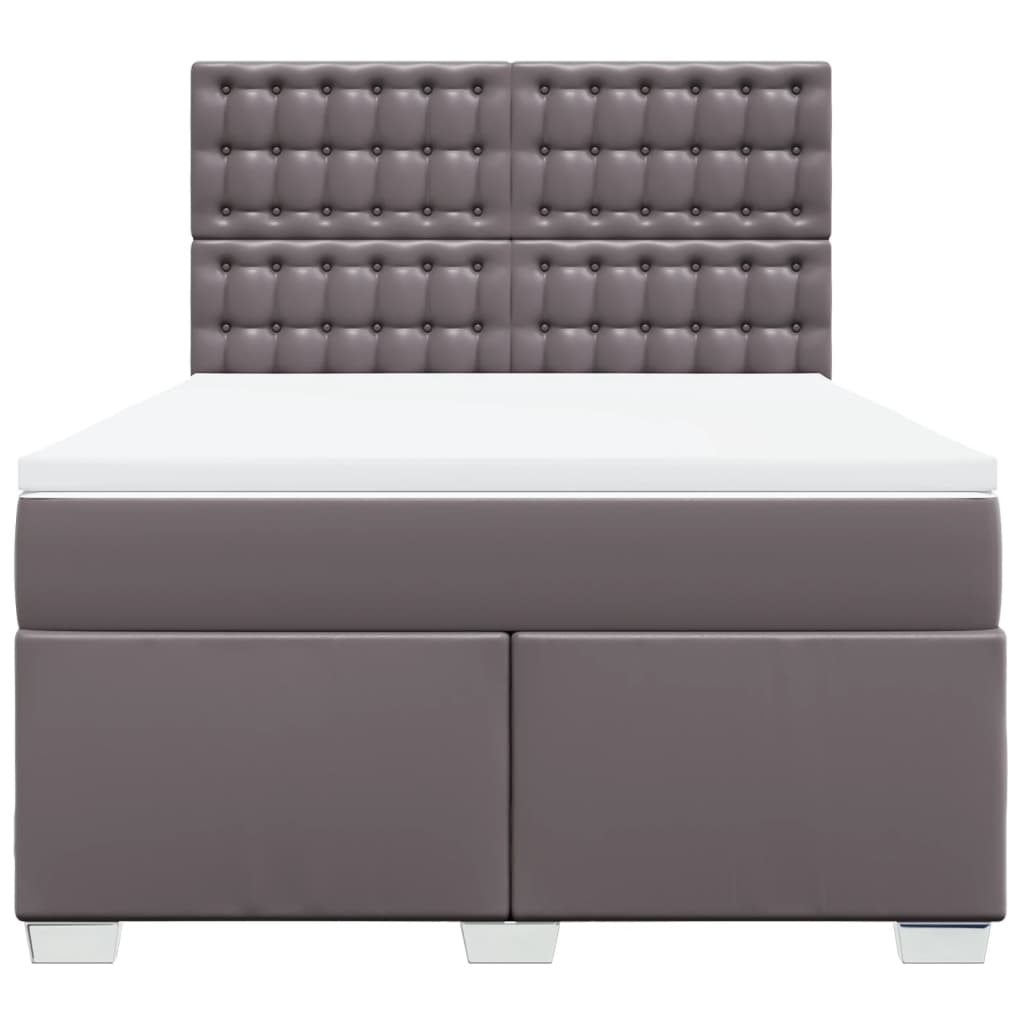 Cama com molas/colchão 160x200 cm couro artificial cinzento