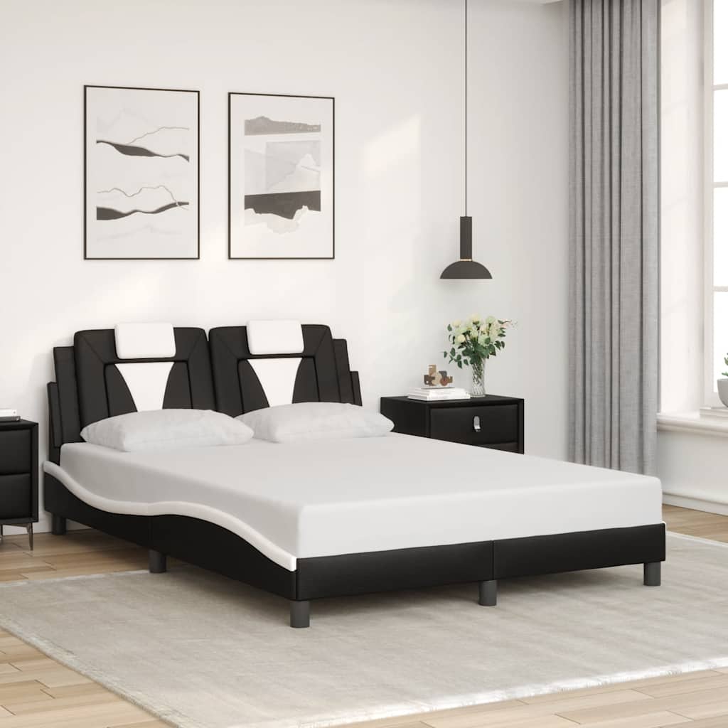 Estrutura de cama viana sem colchão couro artif. 140x190cm preto/branco