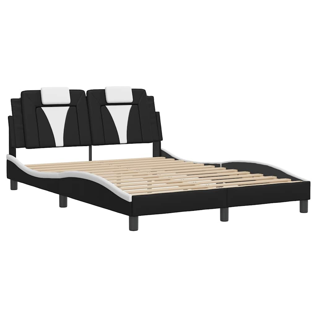 Estrutura de cama viana sem colchão couro artif. 140x190cm preto/branco