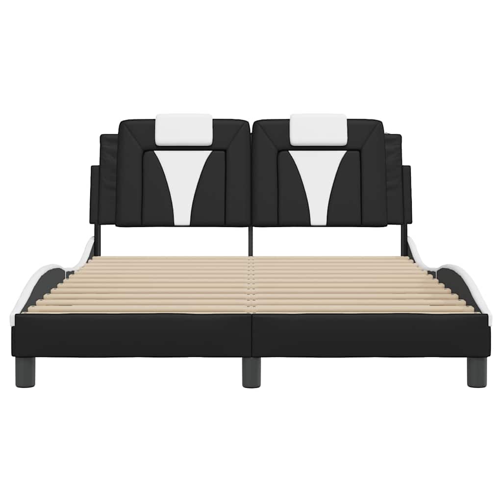 Estrutura de cama viana sem colchão couro artif. 140x190cm preto/branco