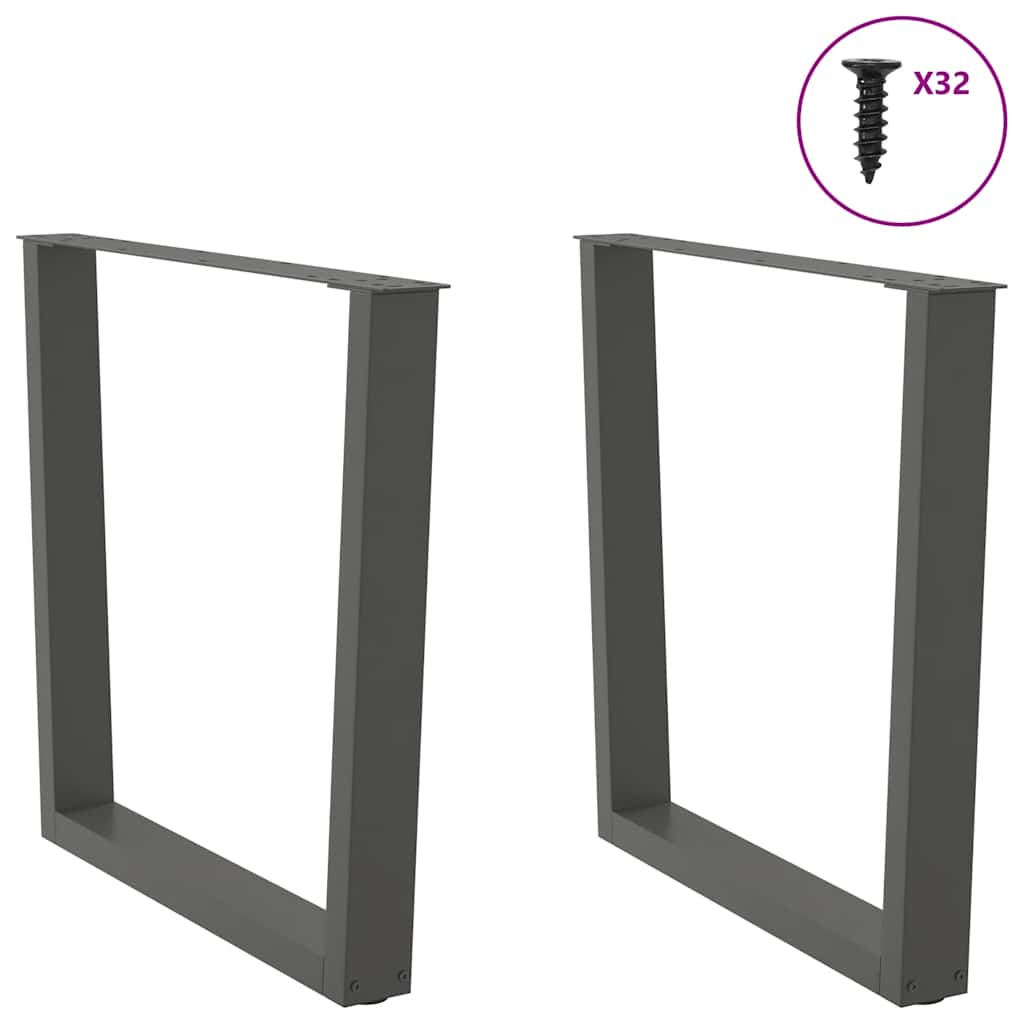 Pés para mesa de jantar em forma de v, 2 peças, antracite, 90x (72-73,3) cm, aço