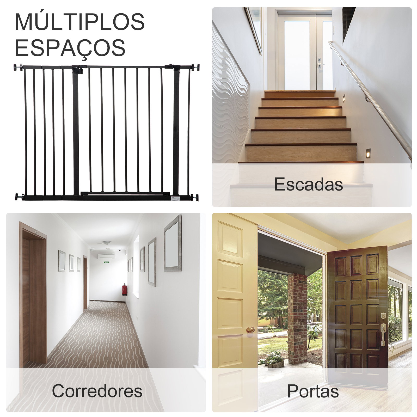 Barreira de segurança para animais de estimação extensível para escadas e portas barreira de segurança para cães 76-107x76 cm preto
