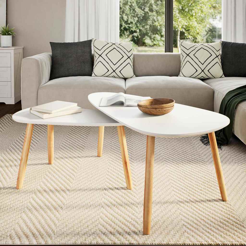 Conjunto mesas de centro 2 pcs pinho maciço branco