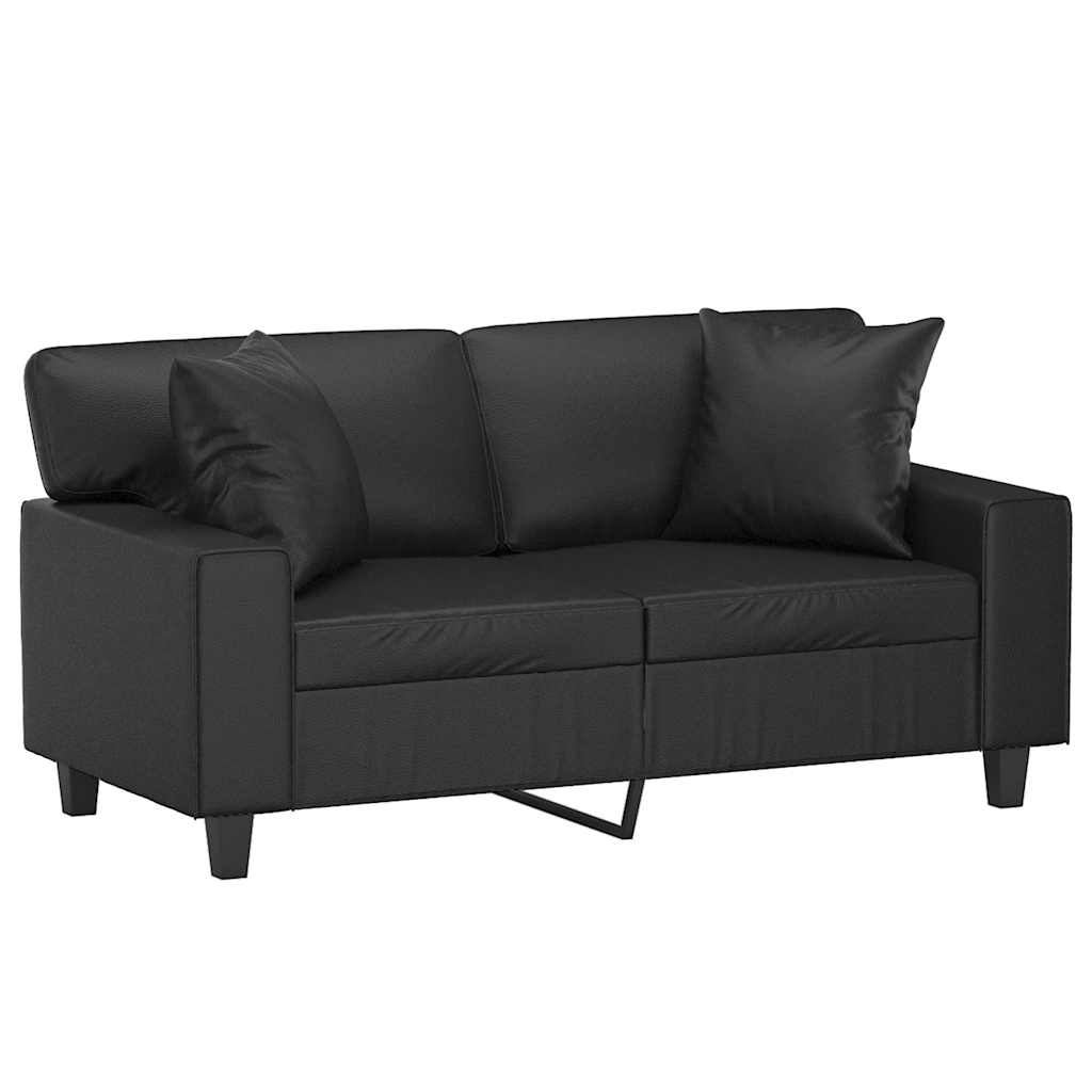 Sofá 2 lugares + almofadas decorativas 120cm couro artif. preto