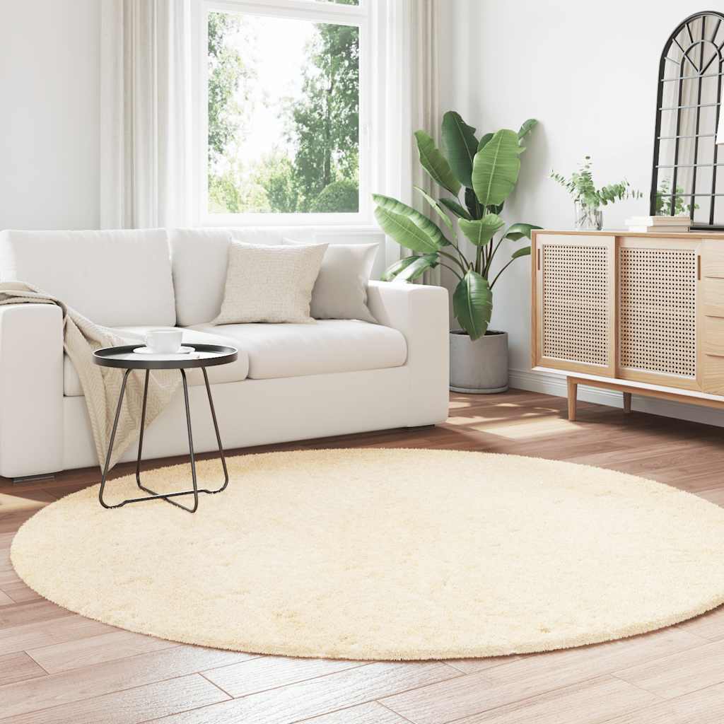 Tapete shaggy de pelo alto navarra 200x200 cm poliéster creme