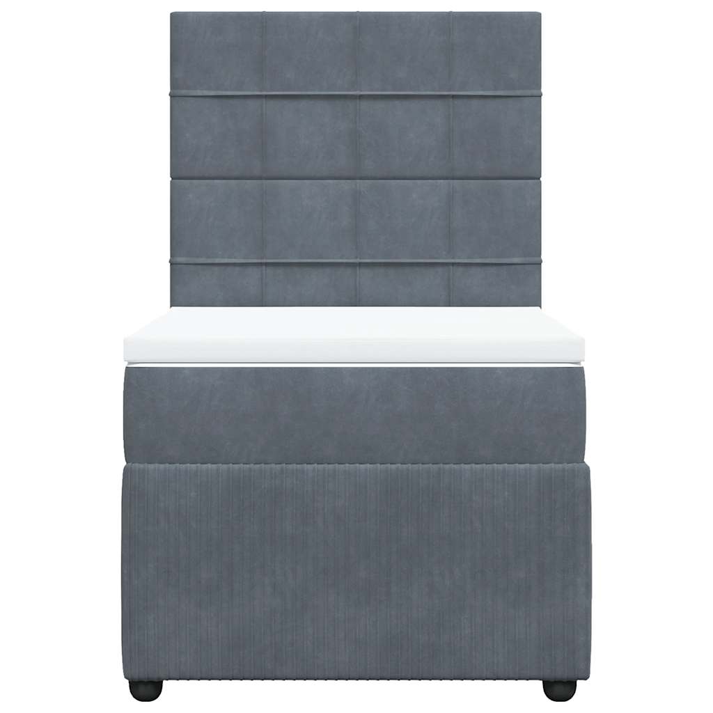 Cama com molas/colchão 80x200 cm veludo cinza-escuro