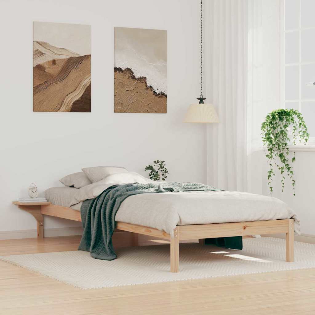 Cama com mesas laterais natural 100 x 210 cm