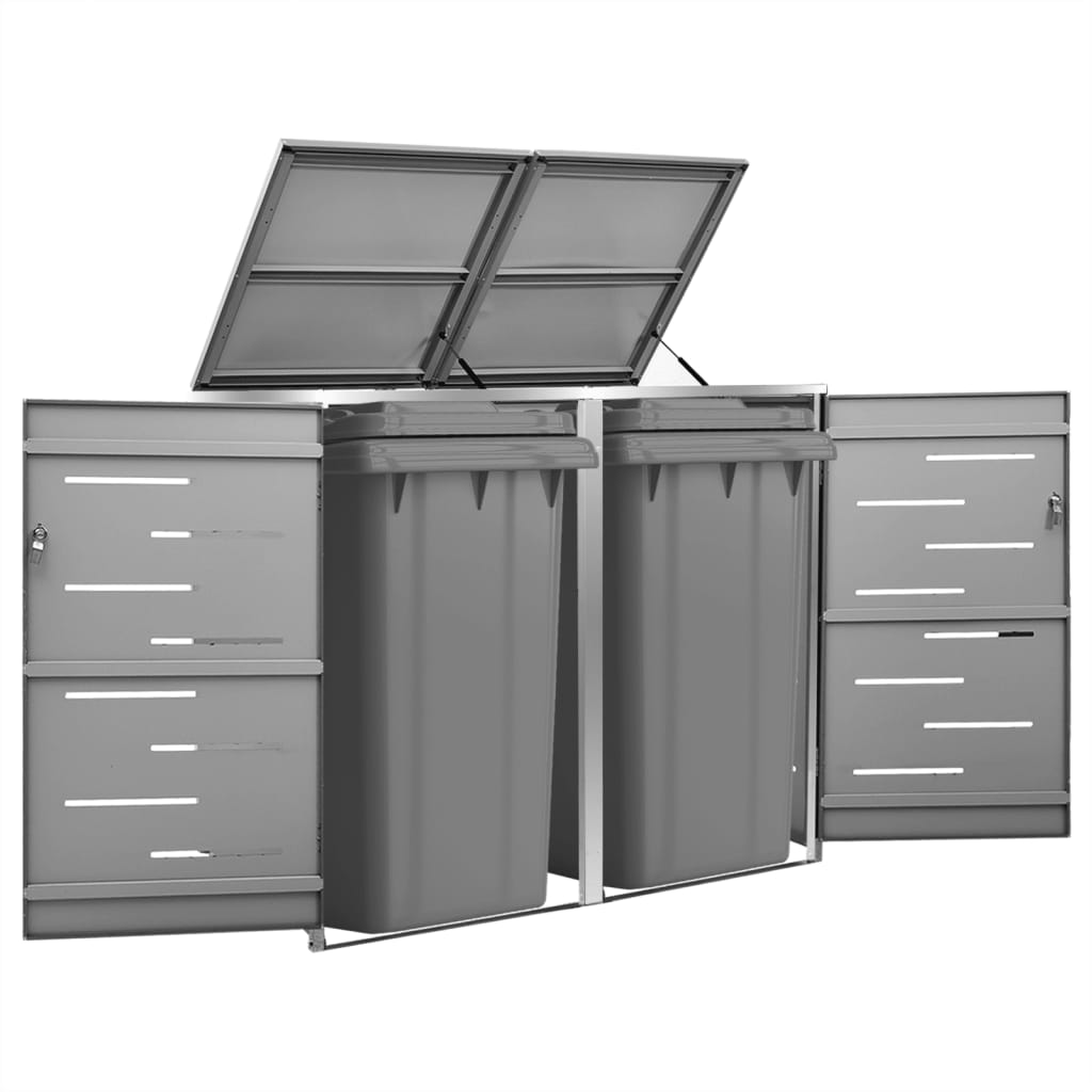 Abrigo duplo para caixote do lixo 138x77,5x115 cm aço inox