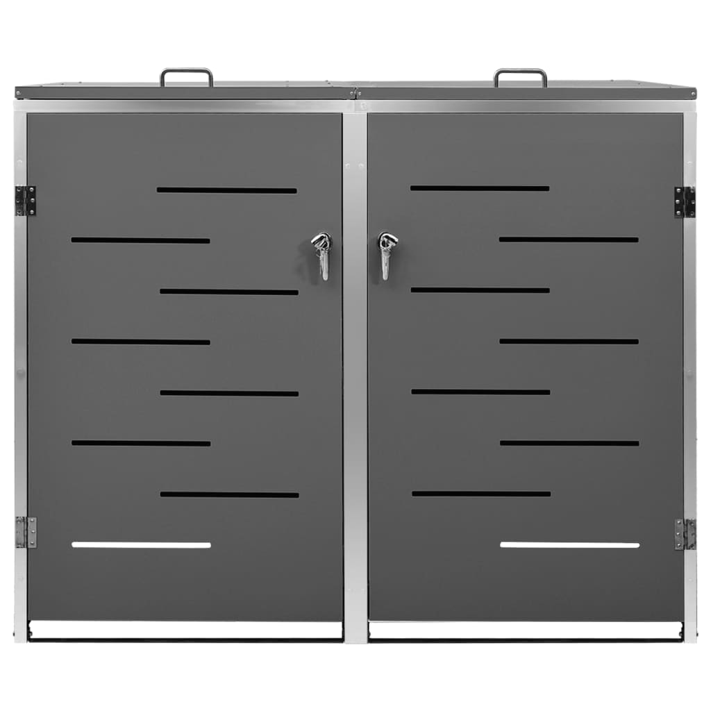 Abrigo duplo para caixote do lixo 138x77,5x115 cm aço inox