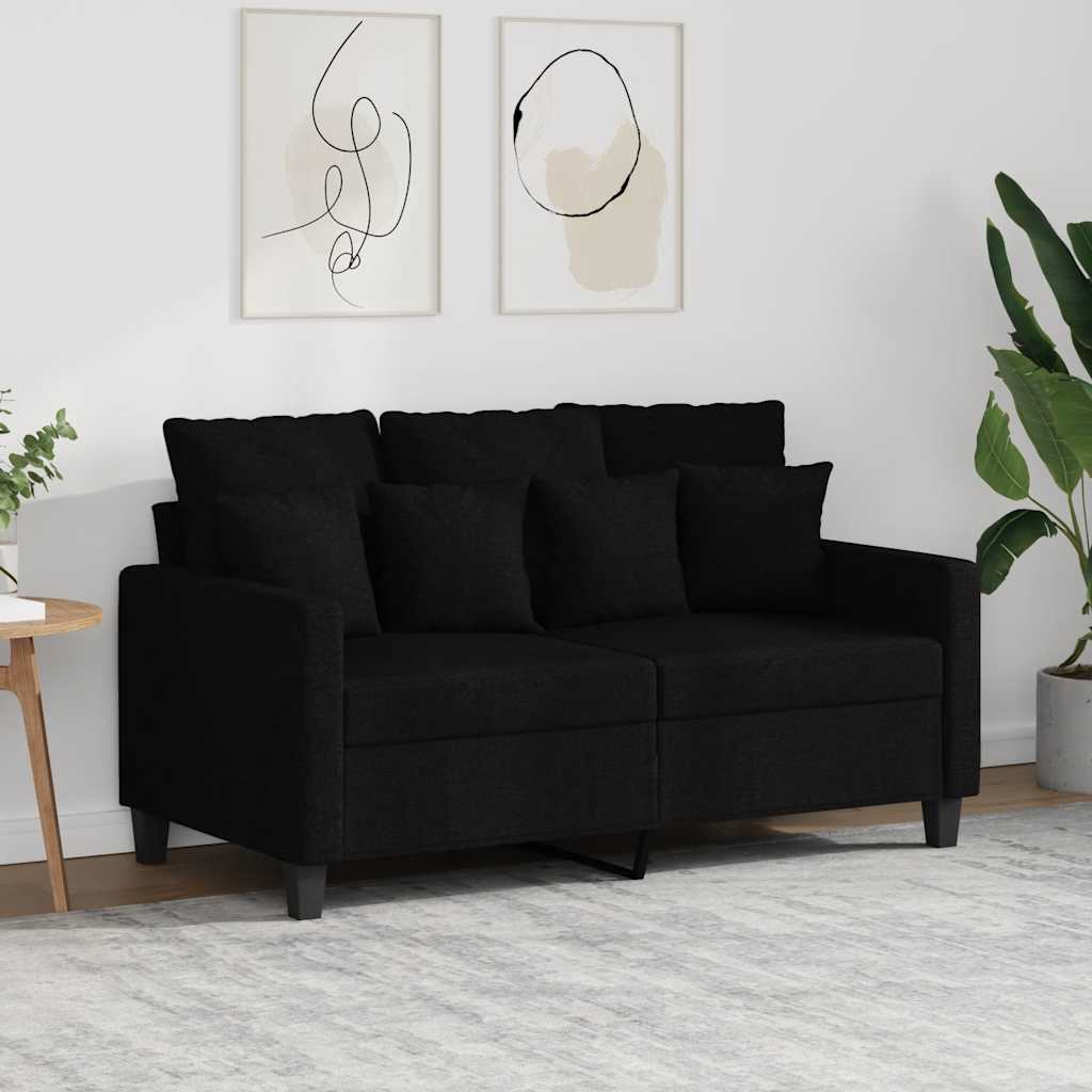Sofá de 2 lugares tecido 120 cm preto