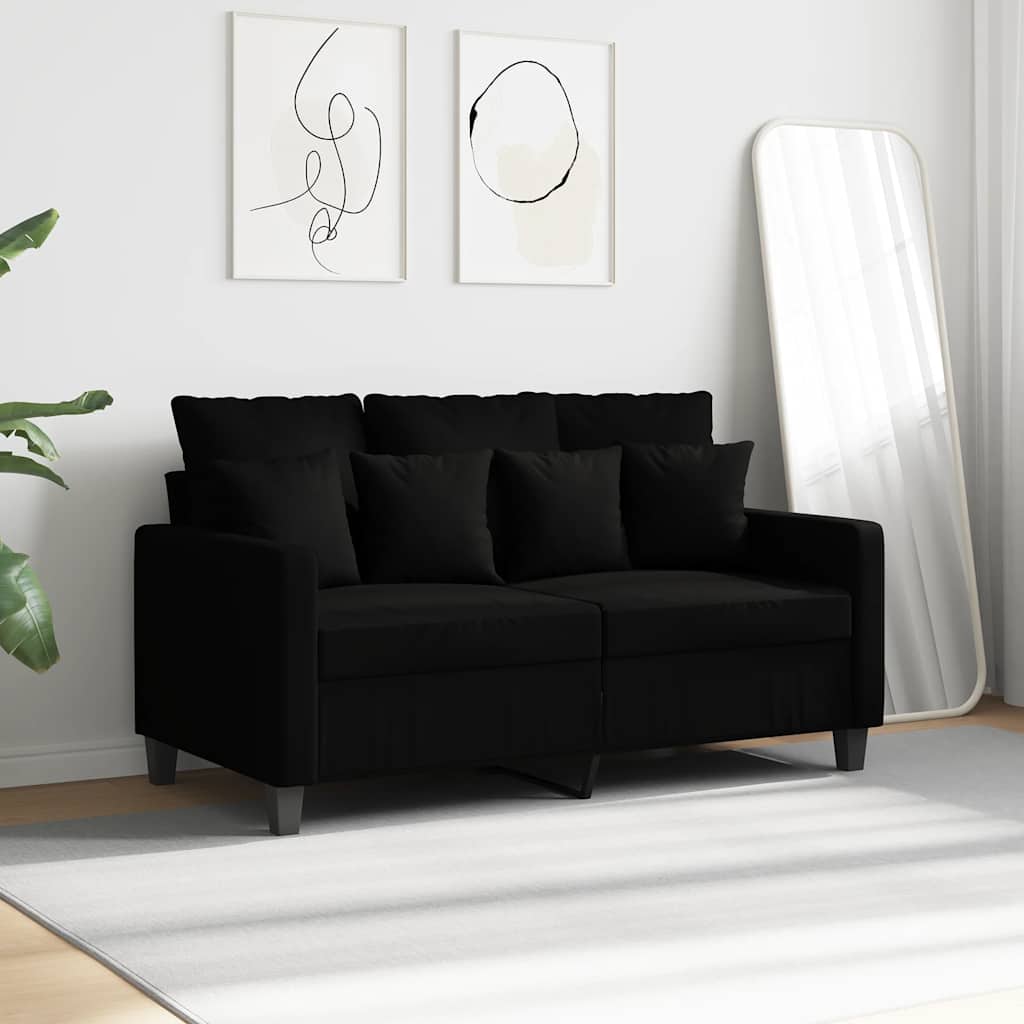 Sofá de 2 lugares tecido 120 cm preto