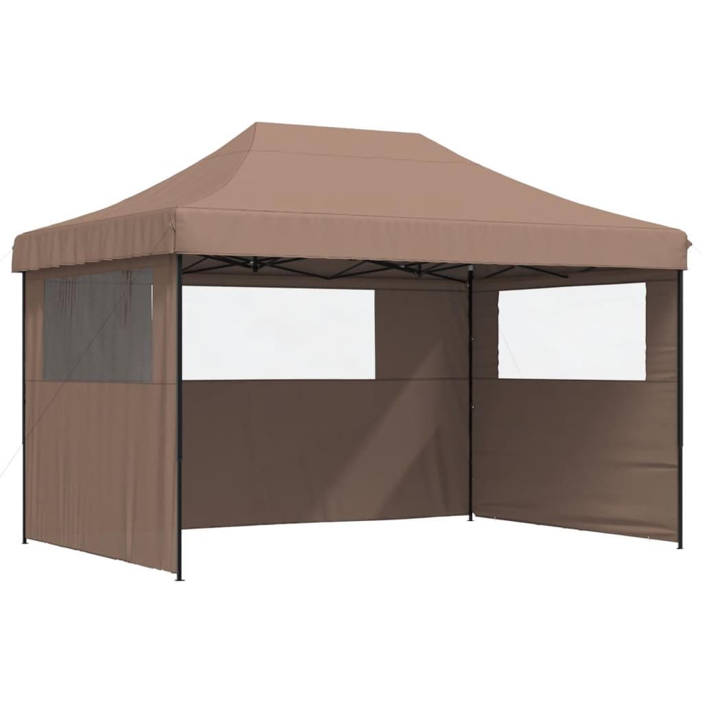 Tenda p/ festas pop-up dobrável com 3 paredes laterais castanho