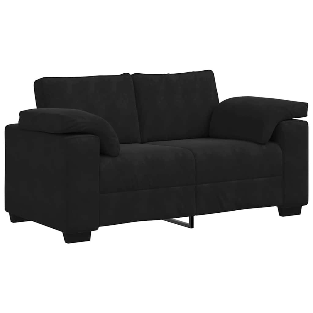 Conjunto de sofá de 2 peças com almofadas em veludo preto