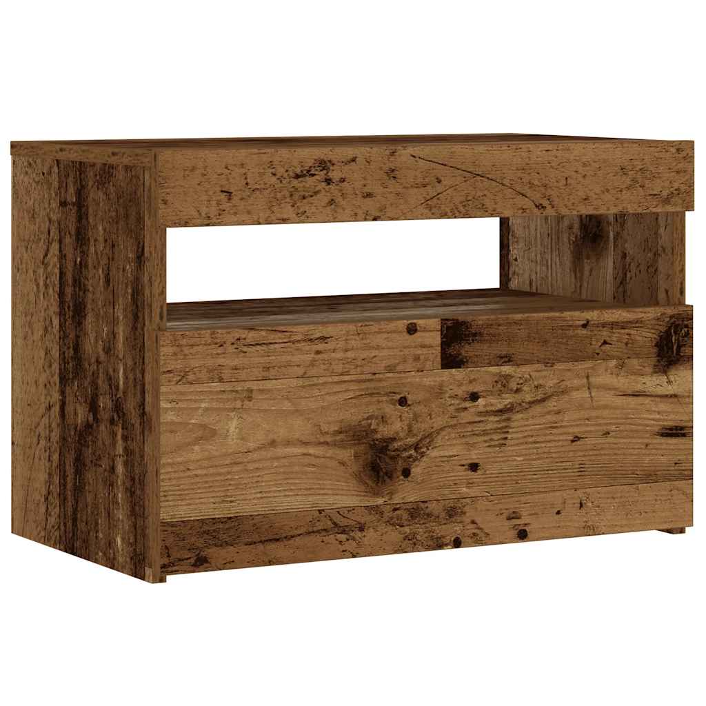 Mesa de cabeceira com LED derivados de madeira madeira velha