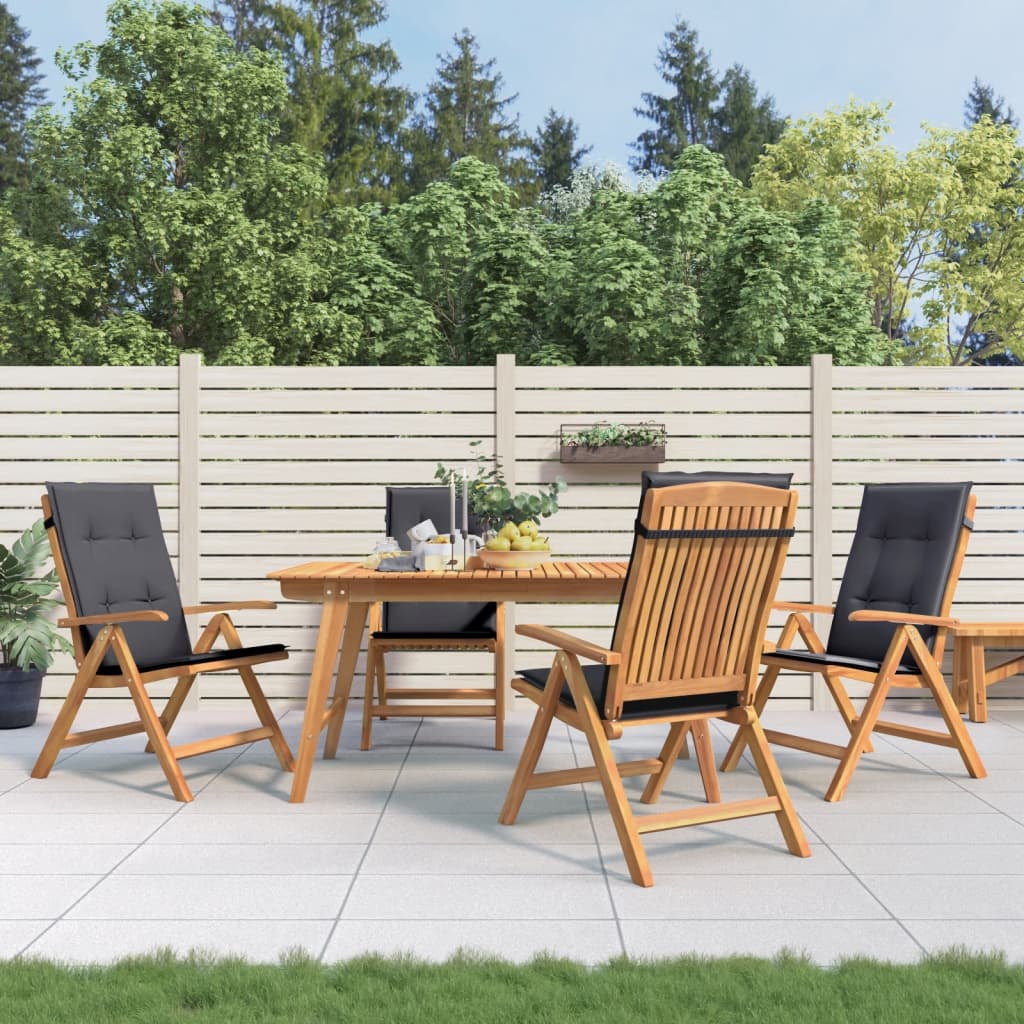 Cadeiras de jardim reclináveis c/ almofadões 4 pcs teca maciça