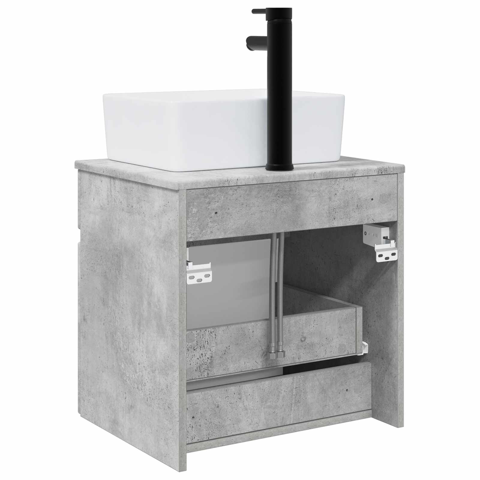 Vanidade de pia de parede cinzento cimento 49 x 41 x 63 cm