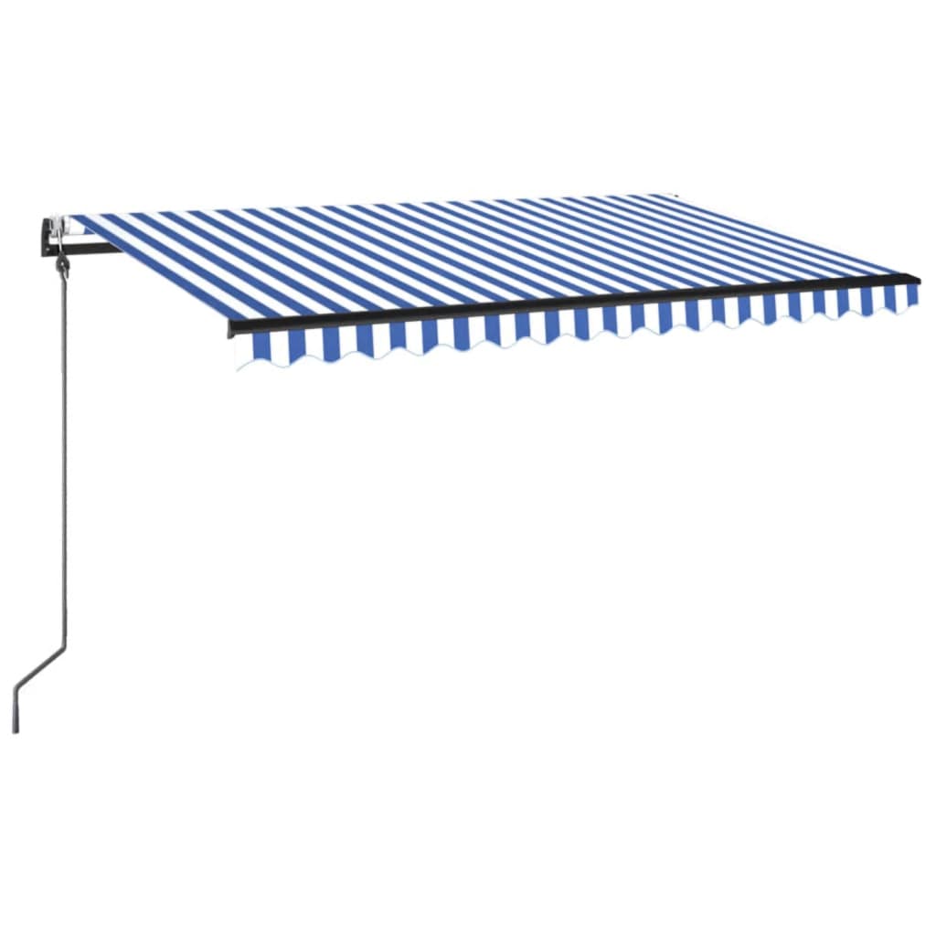 Toldo automático LED e sensor de vento 400x350 cm azul e branco
