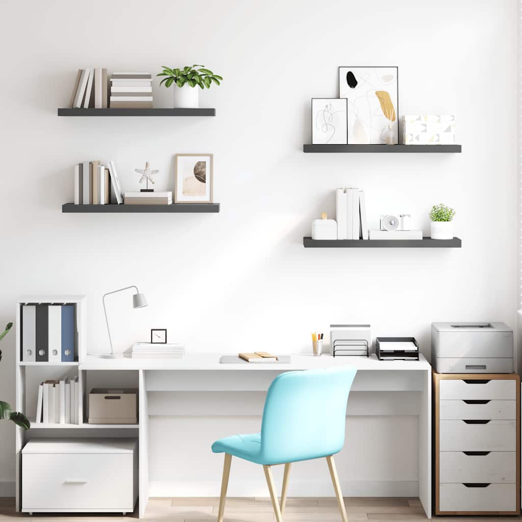 Prateleiras de parede suspensas 4 pcs 80x23,5x3,8cm MDF cinza