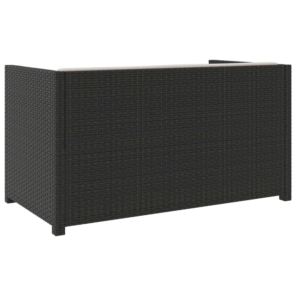 5 Pcs conjunto lounge de jardim c/ almofadões vime PE preto