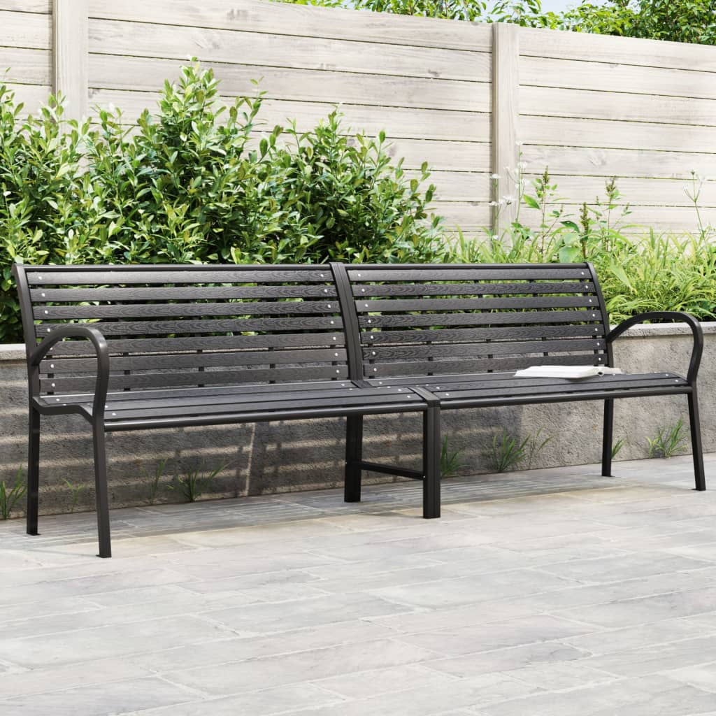Banco de jardim duplo 231 cm aço e wpc preto