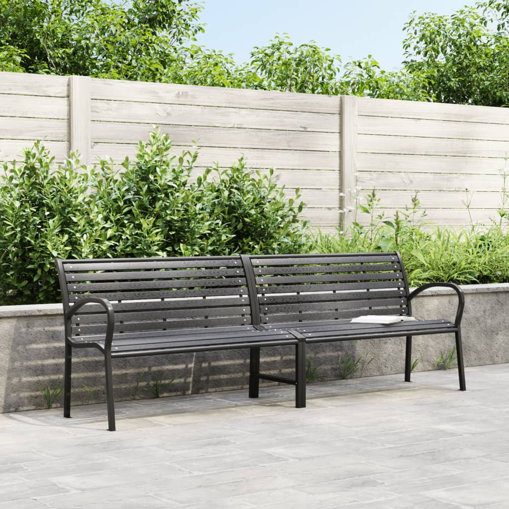 Banco de jardim duplo 231 cm aço e wpc preto