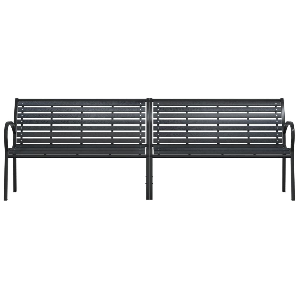 Banco de jardim duplo 231 cm aço e wpc preto