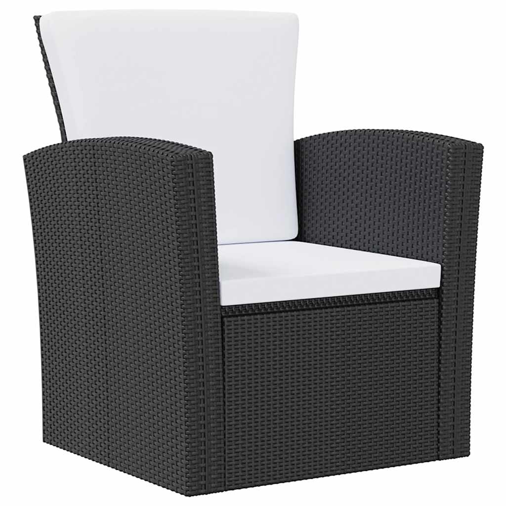 16 Pcs conjunto lounge de jardim c/ almofadões vime PE preto