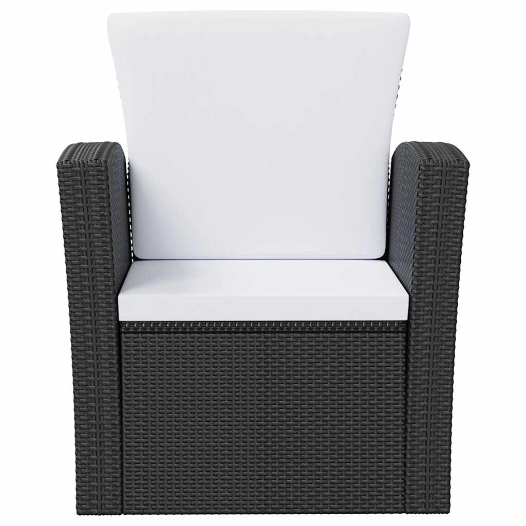 16 Pcs conjunto lounge de jardim c/ almofadões vime PE preto