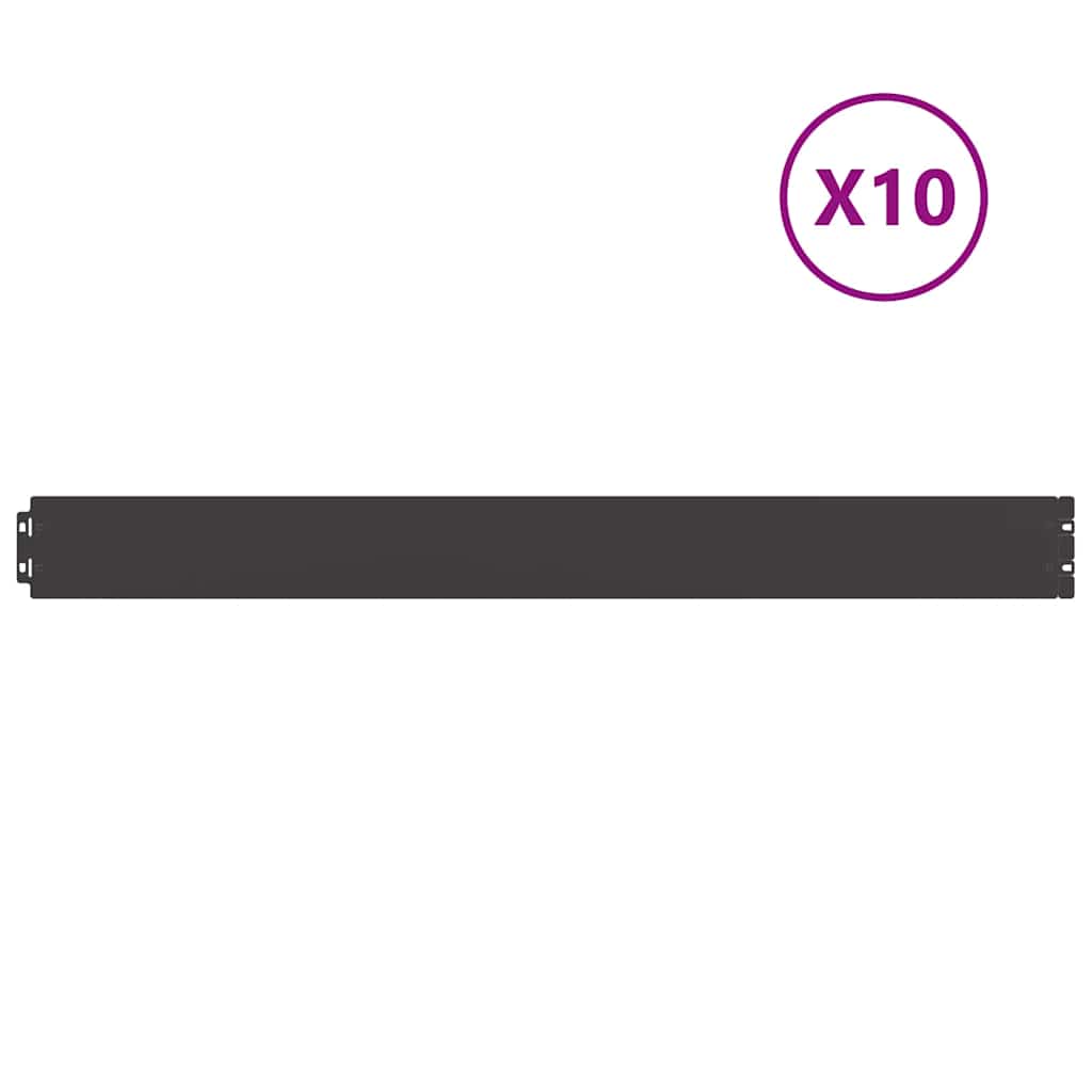 Orlas de relvado 10 pcs preto 10x103 cm aço laminado a frio