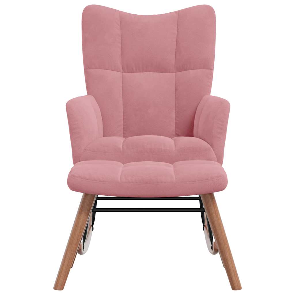 Cadeira de baloiço com banco veludo rosa