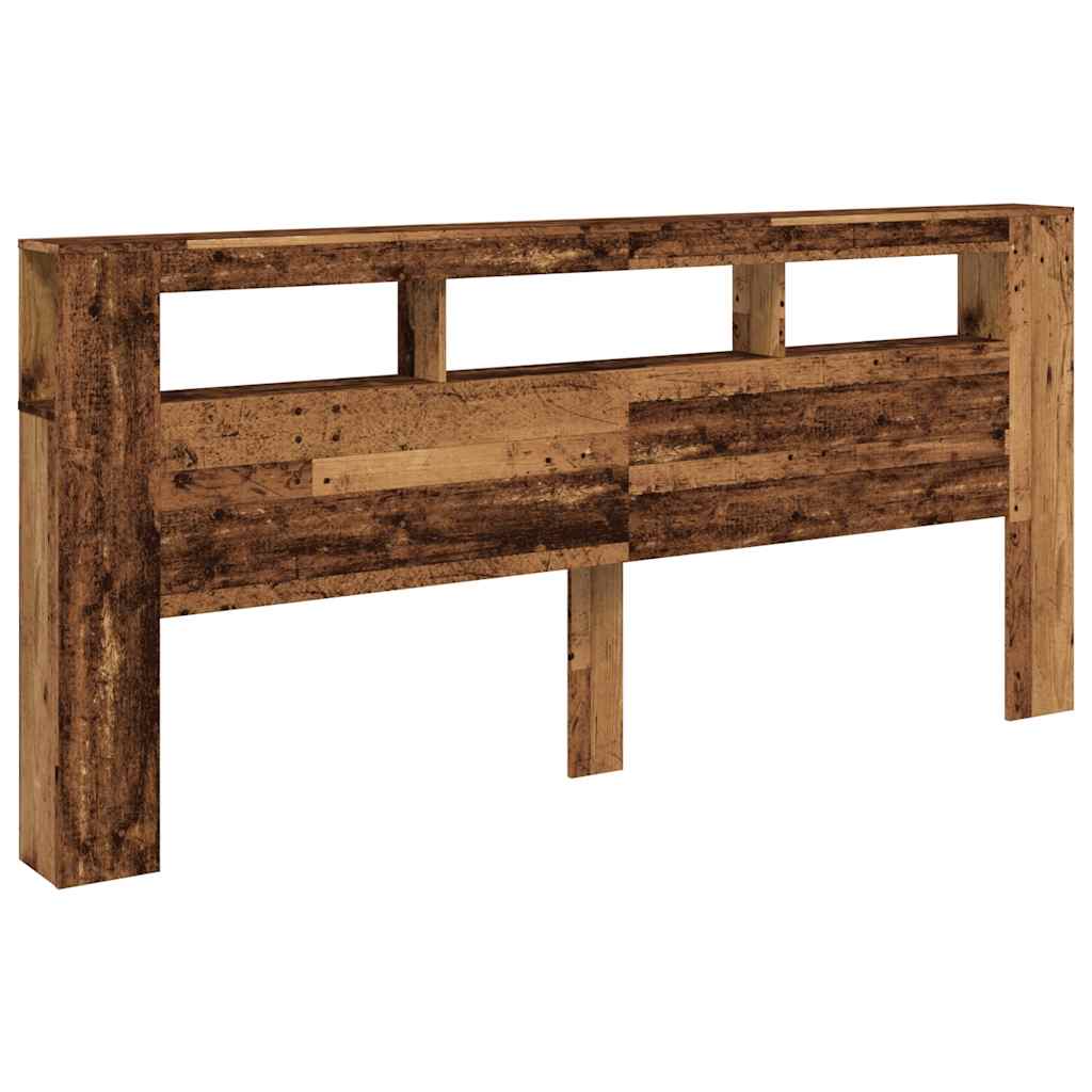 Cabeceira c/ leds 220x18,5x103,5cm deriv. madeira madeira velha