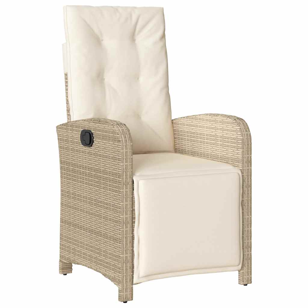 5 Pcs conjunto de jantar p/ jardim com almofadões vime PE bege