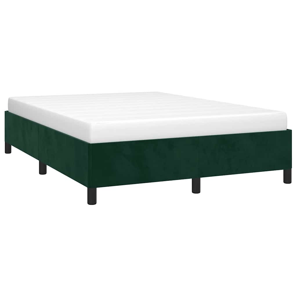 Estrutura de cama sem colchão 140x190 cm veludo verde-escuro