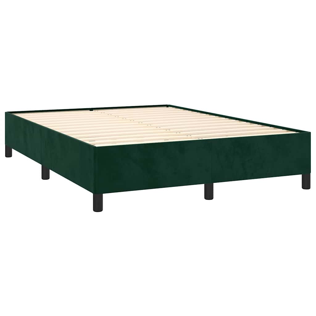 Estrutura de cama sem colchão 140x190 cm veludo verde-escuro
