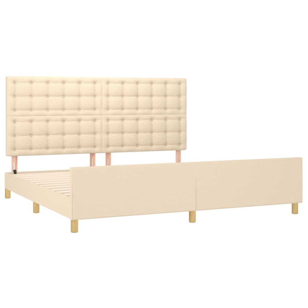 Estrutura de cama sem colchão 200x200 cm tecido cor creme