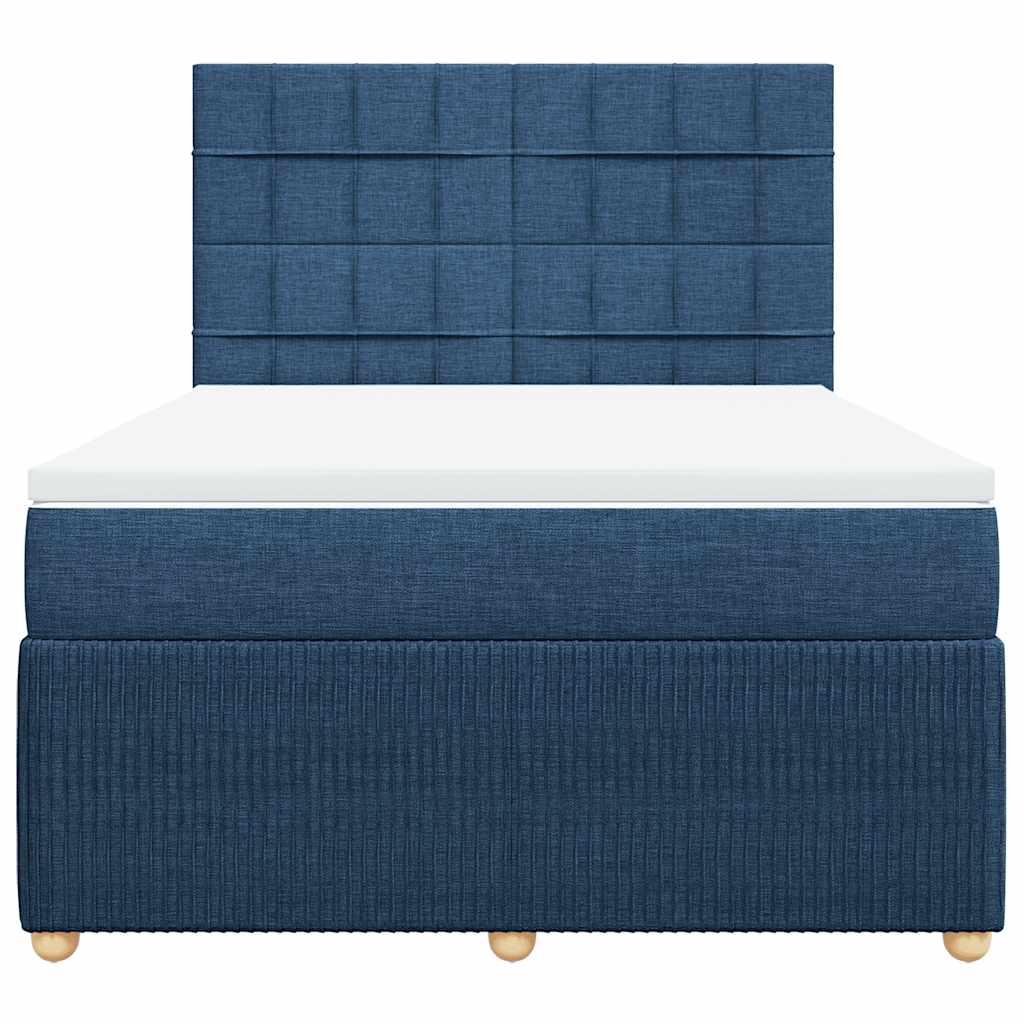 Cama com molas/colchão 140x200 cm tecido azul