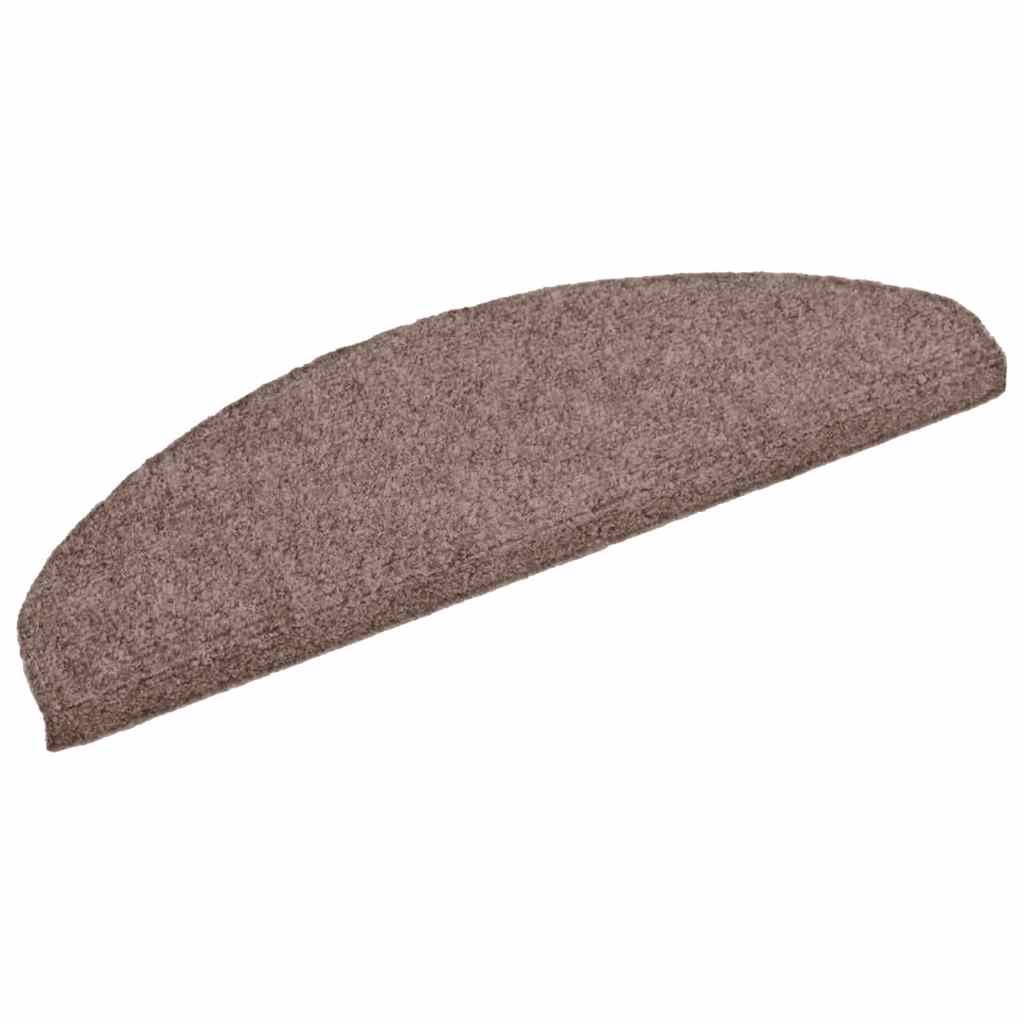 Tapetes de escada autoadesivos 5 peças 65x21x4 cm marrom claro semicircular grande
