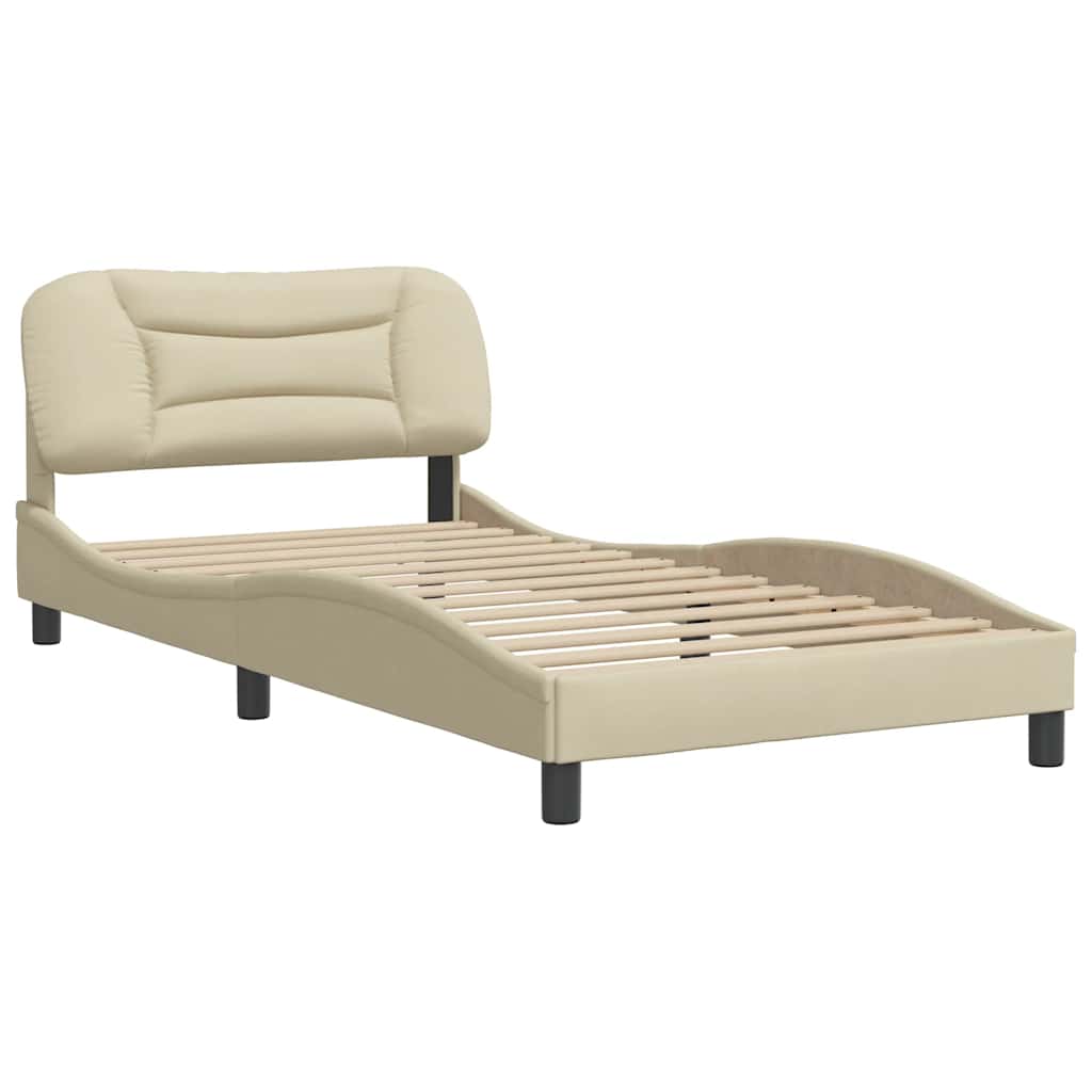 Estrutura de cama sem colchão hvar 100x200 cm tecido cor creme