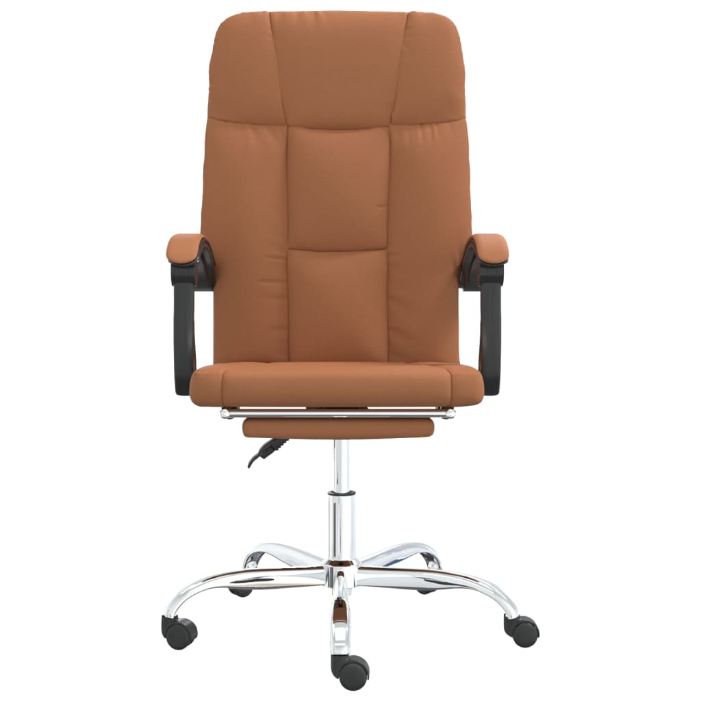 Cadeira de escritório reclinável couro artificial castanho
