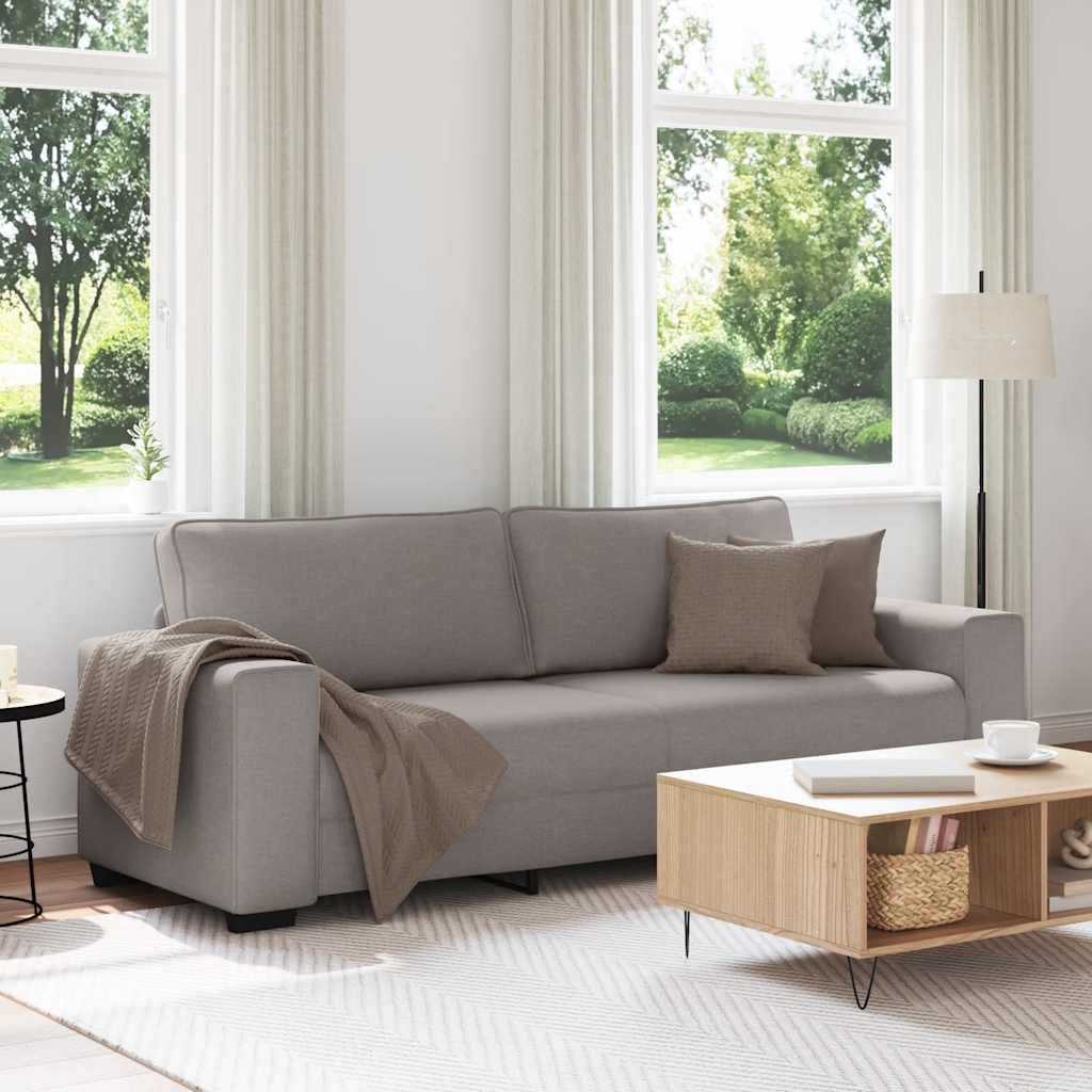 Sofá de 3 lugares tecido 220x77x82 cm cinzento-acastanhado