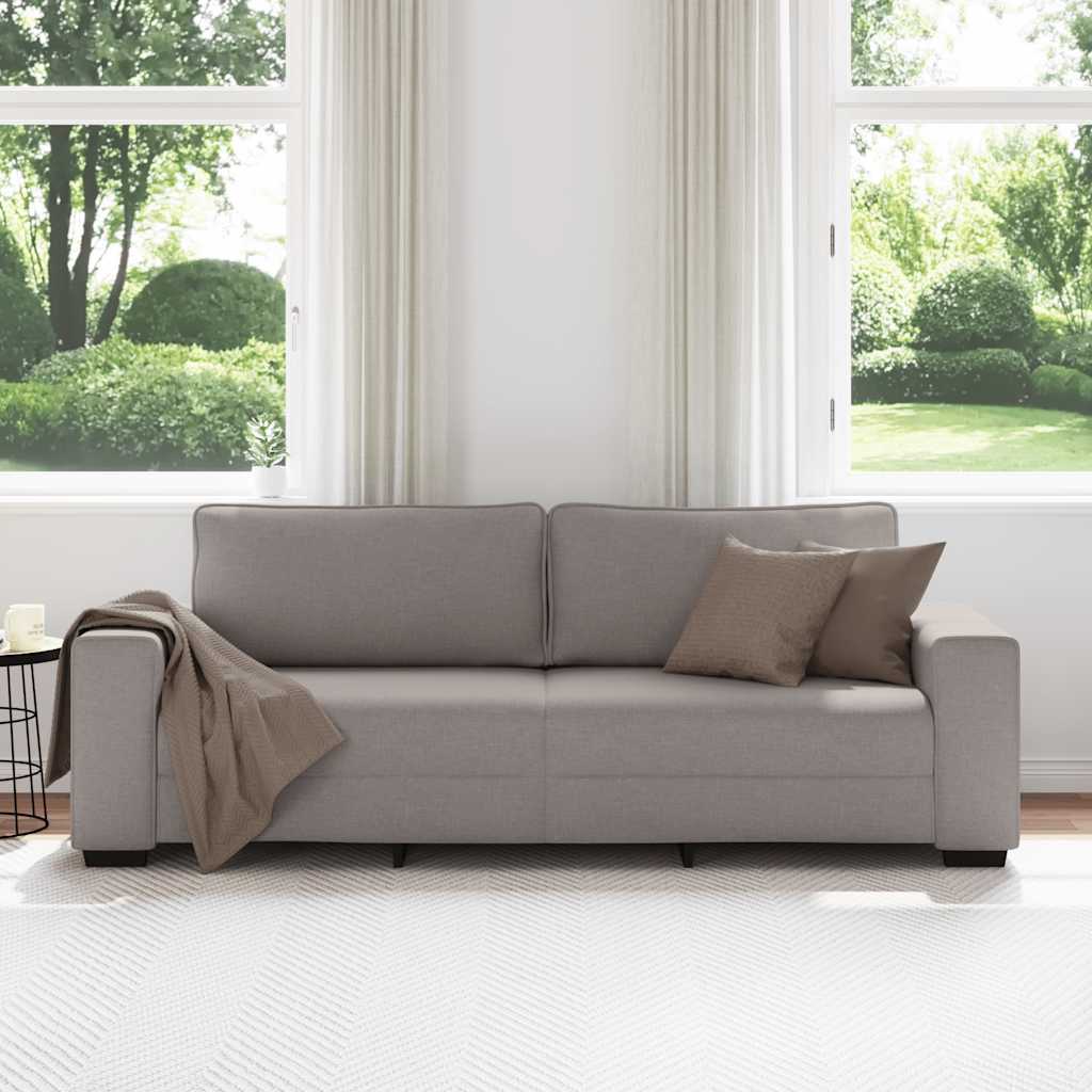 Sofá de 3 lugares tecido 220x77x82 cm cinzento-acastanhado
