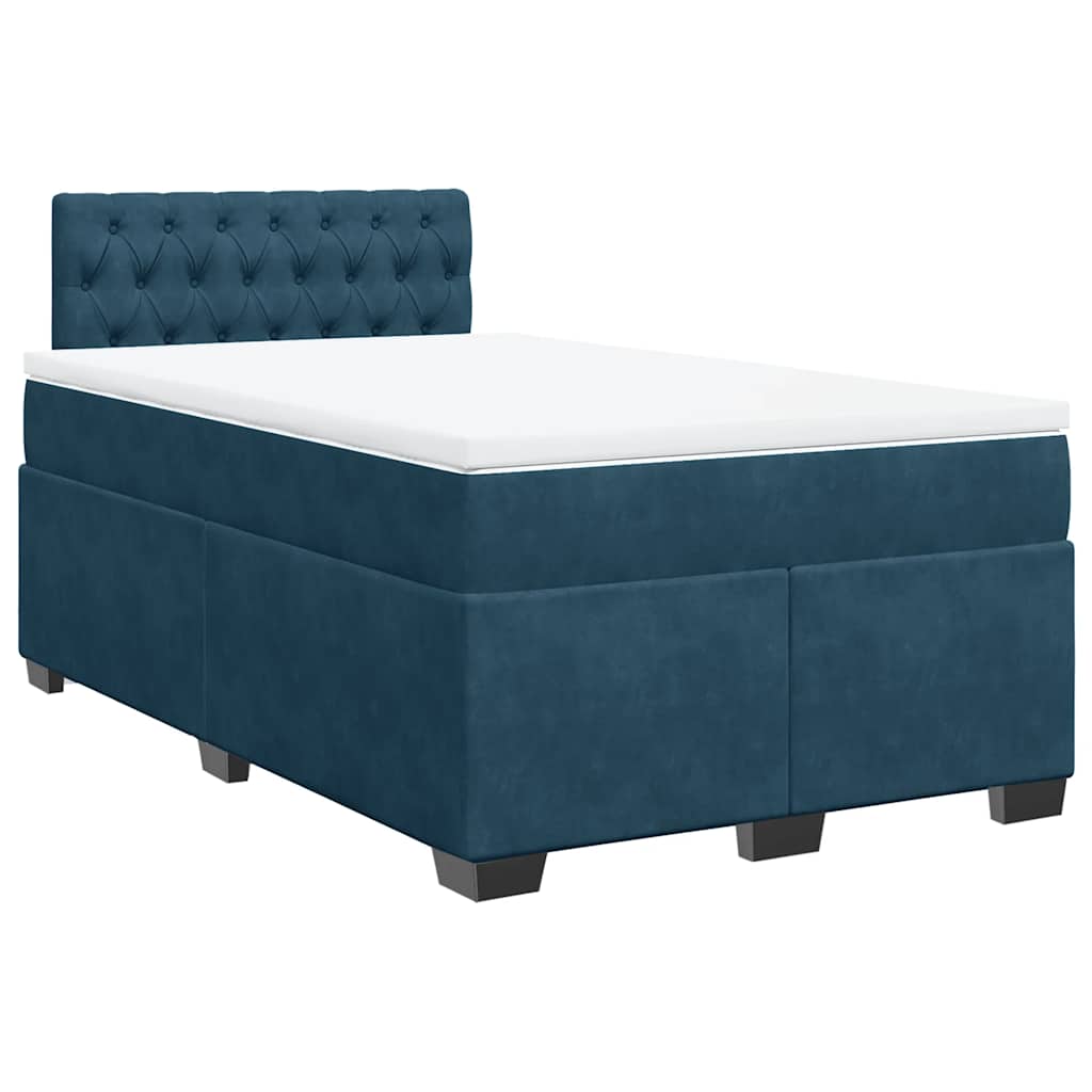 Cama boxspring com colchão 120x200 cm veludo azul