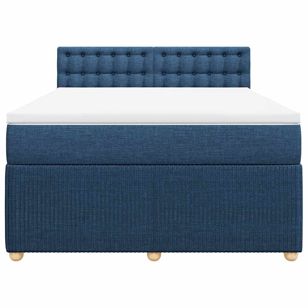 Cama com molas/colchão 160x200 cm tecido azul